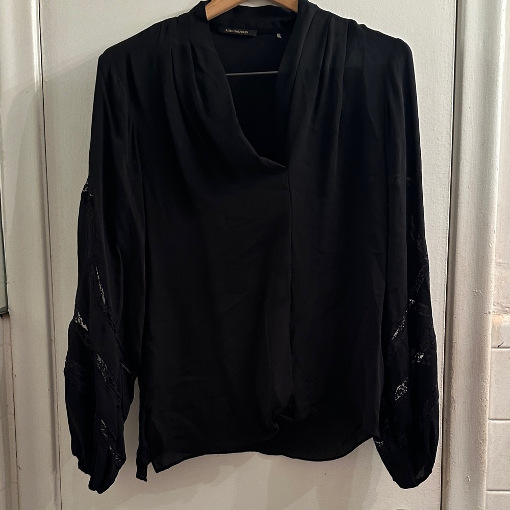 Kobi Halperin Black Blouse with Lace Accents
